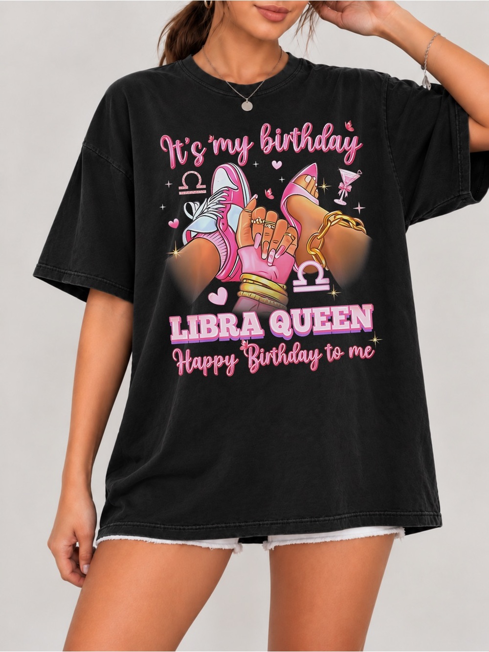 It’s My Birthday Libra Queen Tee High Heels Sneakers Nails Unisex T-shirt